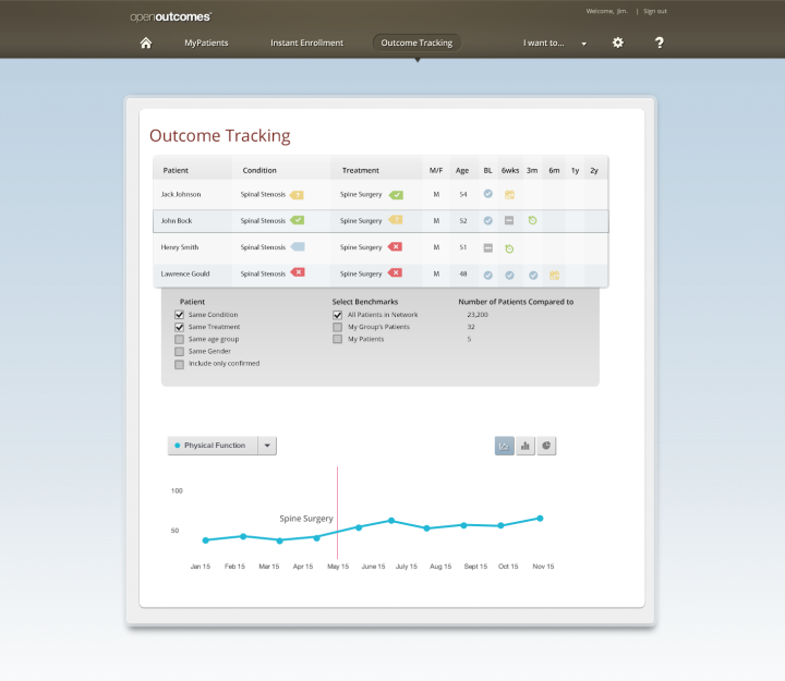 Open Outcomes > Clinical Screen > Condition Outcome Tracking