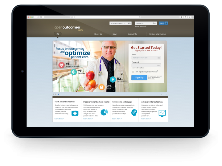 Open Outcomes > Clinician Landing Page